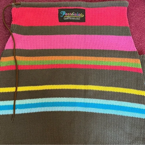 Vintage Castelbajac Paradisiac Skirt Cotton Sweater Knit Stripe Multi Color SM - Picture 7 of 9